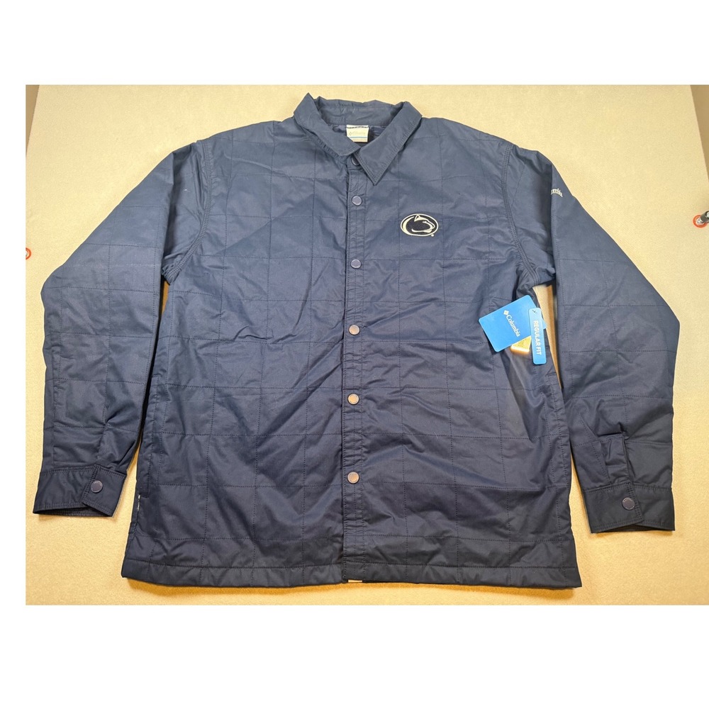 Columbia Penn State Nittany Lions Campus Roam Quilted Shirt Jacket XL Navy Blue
